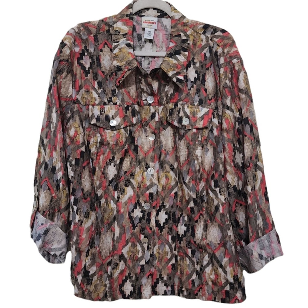 Ruby Rd. Favorites Collared Button Front Patterne… - image 1